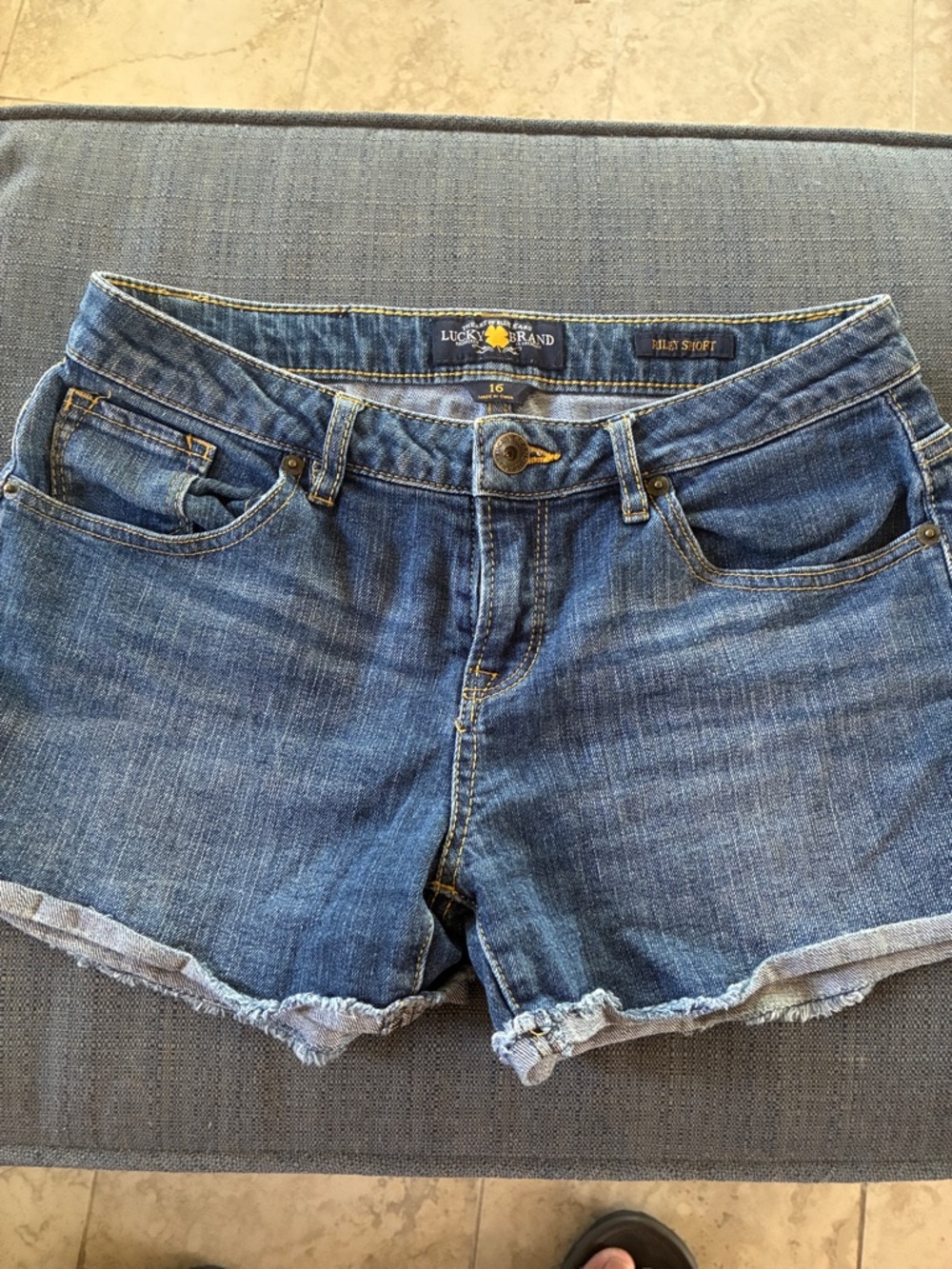 Lucky Brand Blue Denim Frayed Hem Women's Shorts-Girls size 16